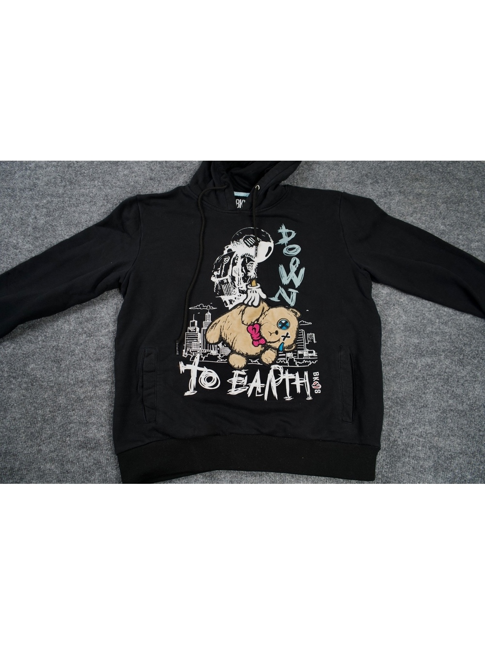 BKYS Black Hoodie With Down to Earth Graphic Print